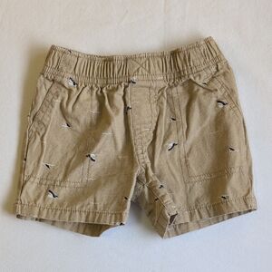 carter's shark print cotton twill pull-on shorts beige 12 months baby boy